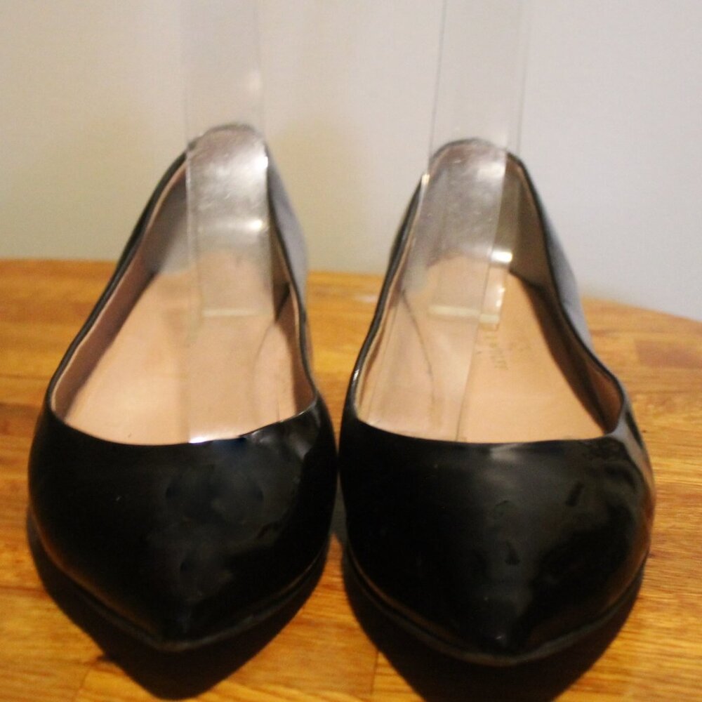 $238 Walin & Wolff Italy Black Patent Mini Wedge Flats Shoes 38  7.5 - Picture 4 of 6